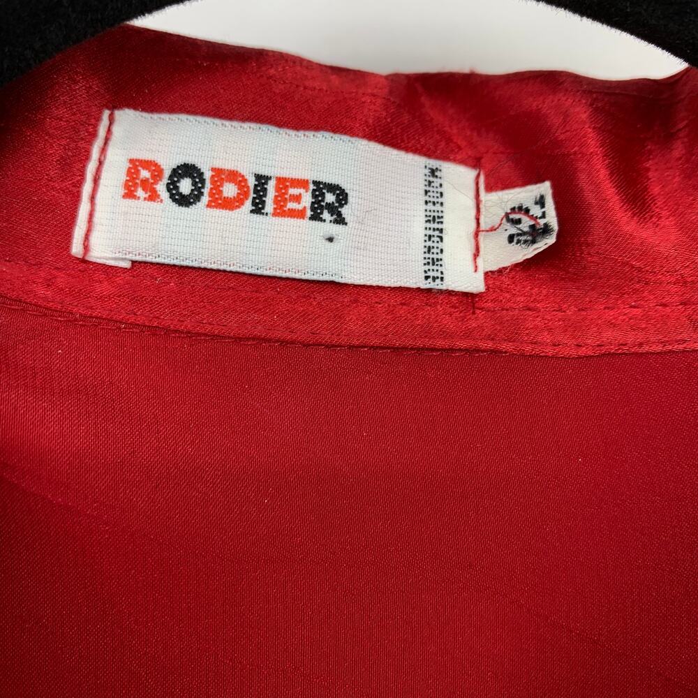 VTG Rodier 2 Piece Long Sleeve Top + Pleated Skirt Set Womens Size 42 US 10 Red - Picture 12 of 13